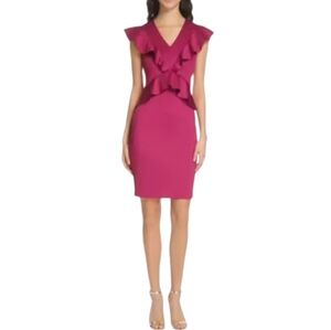 Ted Baker London Women's Alair Ruffle  Peplum Bodycon Dress Pink Size 5 (US 12)